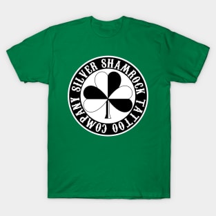 Silver Shamrock Tattoo Company Nautical Shamrock Logo in White T-Shirt